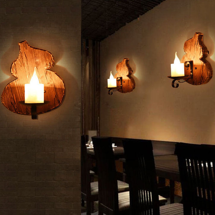 Rubberwood Glass Horse Lamp Iron 1-Light Wall Sconce Lamp