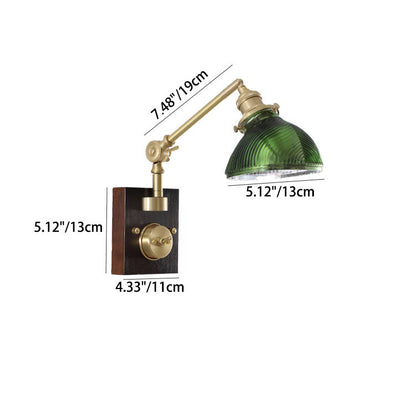 Half Round Glass Copper 1-Light Wall Sconce Lamp