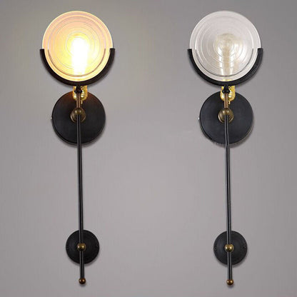 Industrial Iron Glass Round Disc 1-Light Wall Sconce Lamp