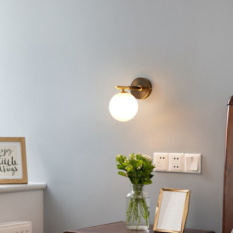 Light Luxury Round Ball Copper 1-Light Wall Sconce Lamp
