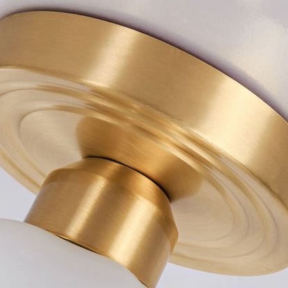 Japanese Vintage Brass Glass Dome 1-Light Semi-Flush Mount Ceiling Light