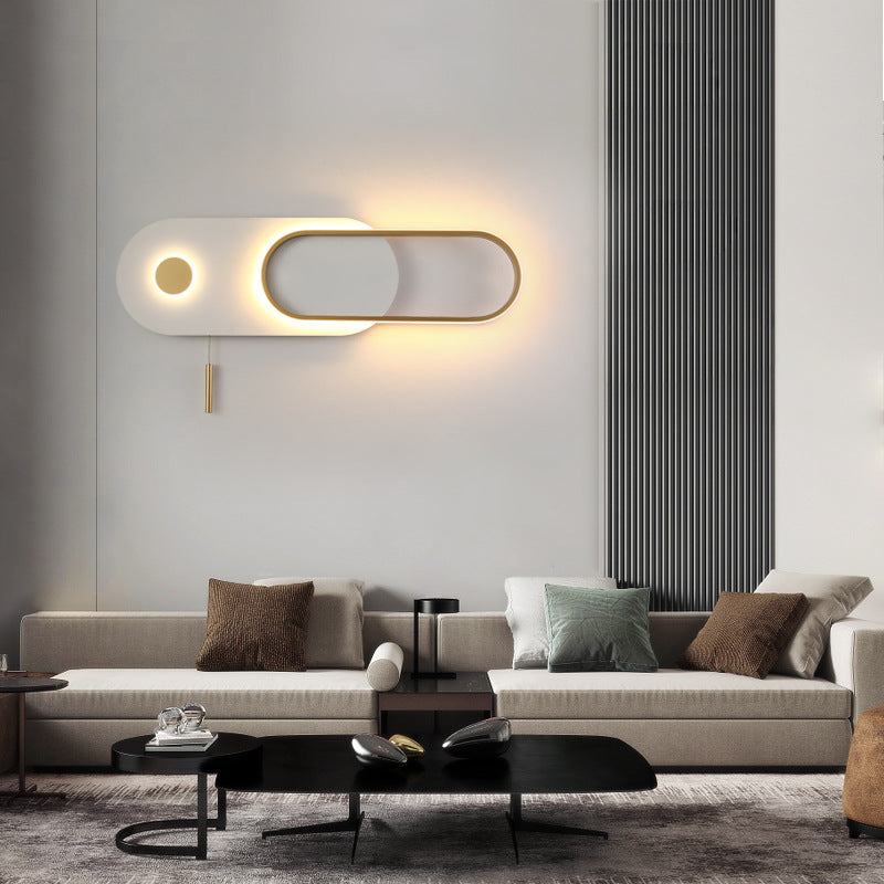 Modern Minimalist Oval Iron Acrylic LED Wall Sconce Lamp