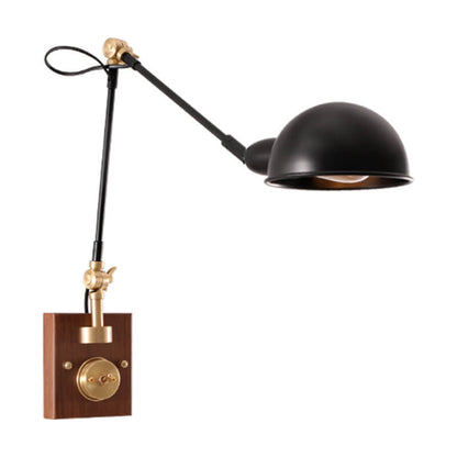 Japanese Iron Shade Rotating 1-Light Wall Sconce Lamp