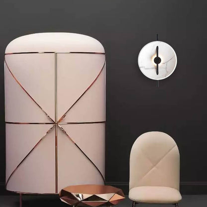 Scandinavian Round Marble Iron LED Wall Sconce Lamp