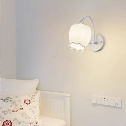 Simplicity Flower Iron Glass 1-Light Wall Sconce Lamp