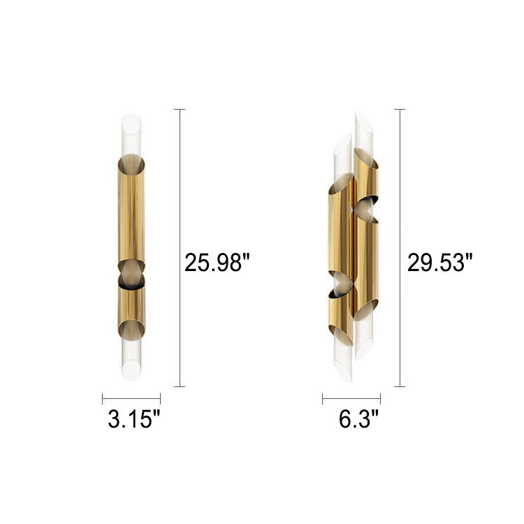 Luxury Long Tube Stainless Steel 2/4 Light Wall Sconce Lamp