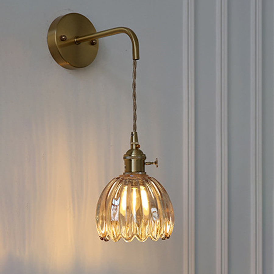 Art Deco Flower Bud Glass Shade 1-Light Wall Sconce Lamp