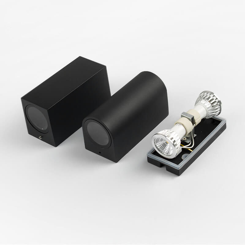 Outdoor Aluminum Glass Cylinder 2-Light Wall Sconce Lamp