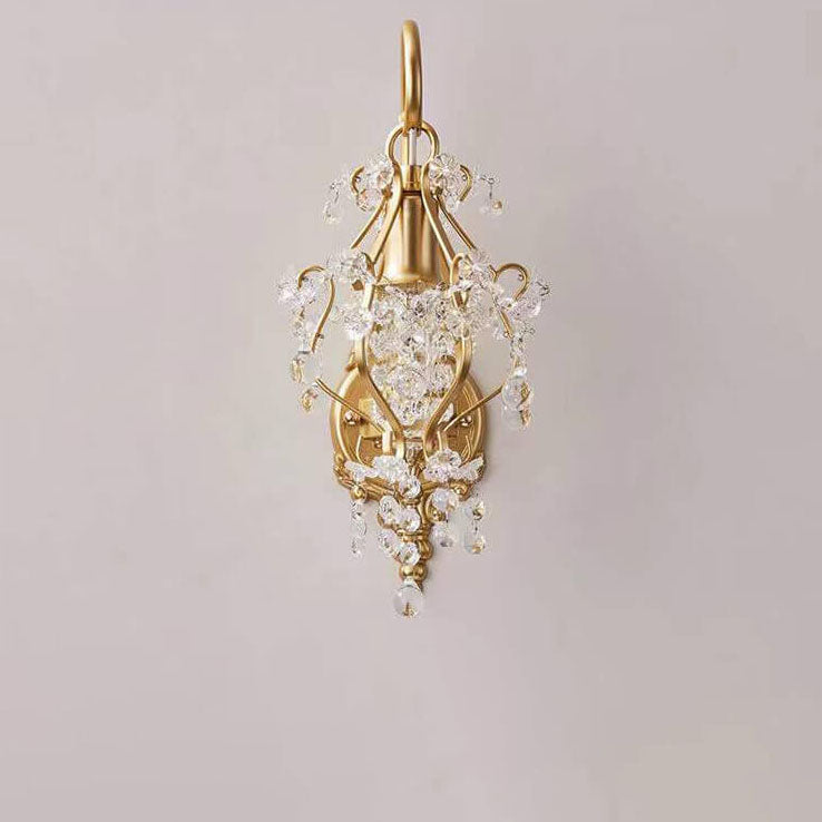 European Light Luxury Crystal Iron 1-Light Wall Sconce Lamp