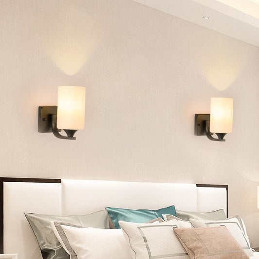 Simplicity Cylinder Iron Glass 1/2 Light Wall Sconce Lamp