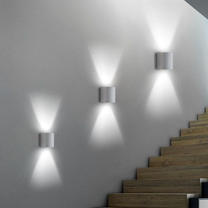 Industrial Round Column Cement 1-Light Wall Sconce Lamp