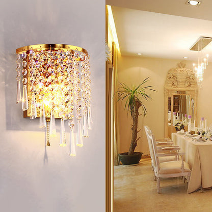 Half Beads Stainless Steel Crystal 1-Light Wall Sconce Lamp