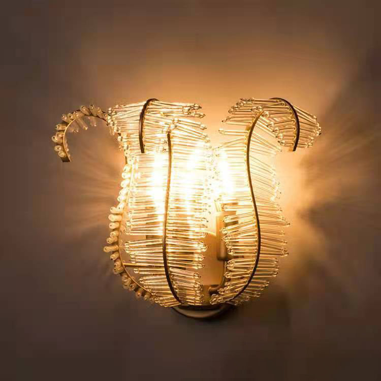 Creative Leaf Iron Glass 1/2 Light Wall Sconce Lamp