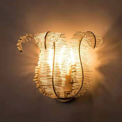 Creative Leaf Iron Glass 1/2 Light Wall Sconce Lamp