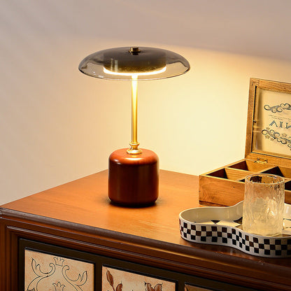 Contemporary Brass Wood Table Lamp