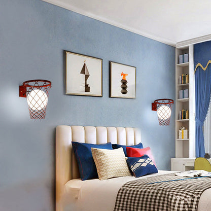Deco Iron Glass Basketball Hoop 1-Light Wall Sconce Lamp