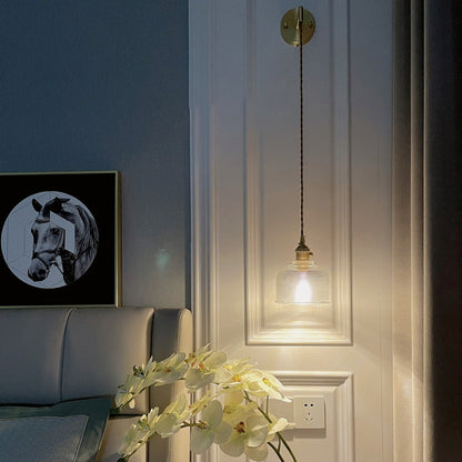 Round Cylinder Flower Brass Glass 1-Light Wall Sconce Lamp