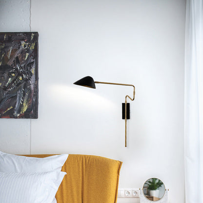 Iron With Long Rod Rocker Arm 1-Light Wall Sconce Lamp