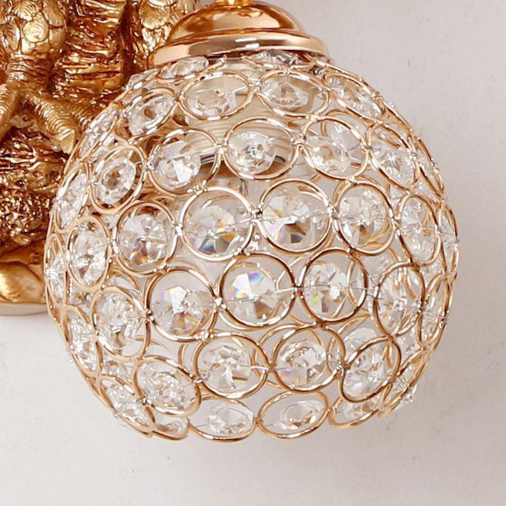 Resin Eagles Crystal Shade 1-Light Wall Sconce Lamp