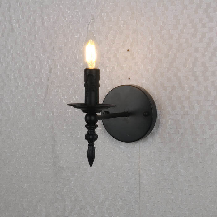Industrial Minimalist Iron Candle 1-Light Wall Sconce Lamp
