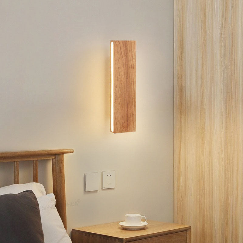 Japanese Minimalist Log Rectangular LED Wall Sconce