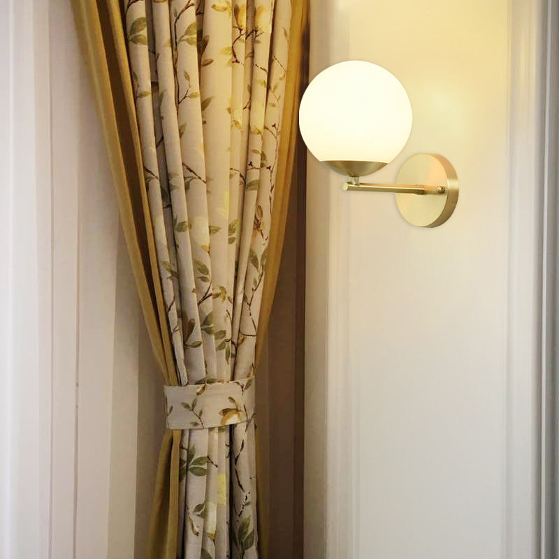 Minimalist Round Ball Copper Glass 1-Light Wall Sconce Lamp