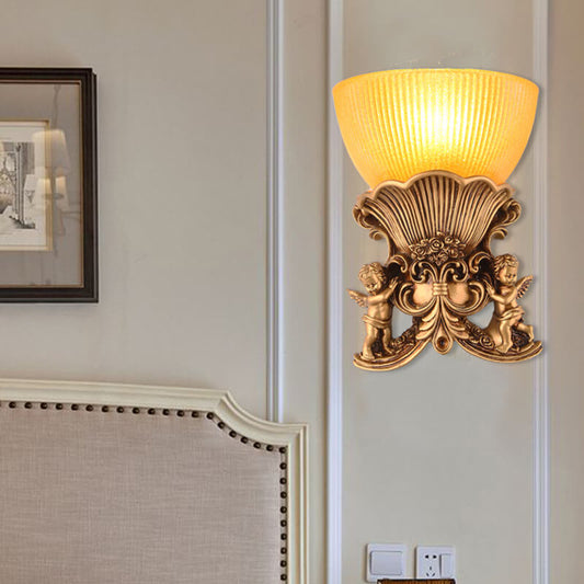European Angel Striped Glass 1-Light Wall Sconce Lamp