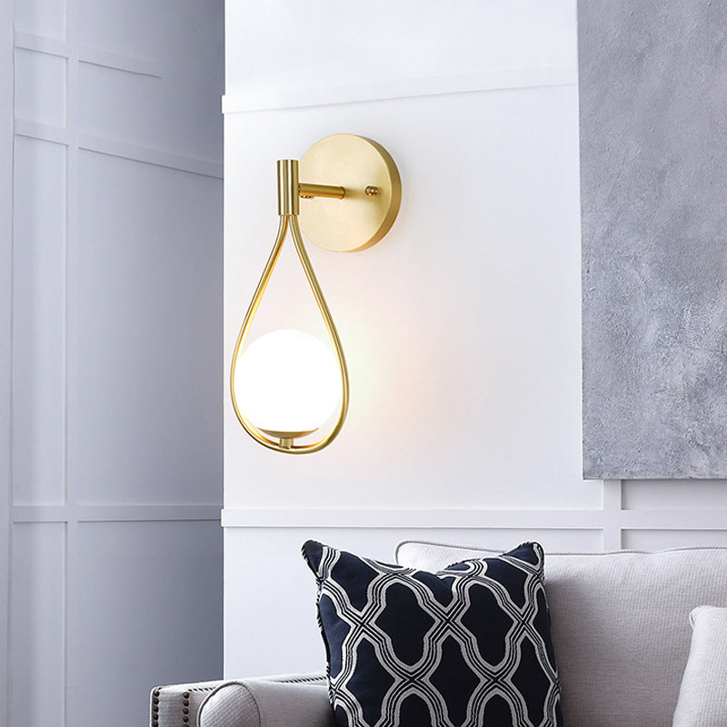 Luxury Brass Ring Frame Glass 1-Light Wall Sconce Lamp