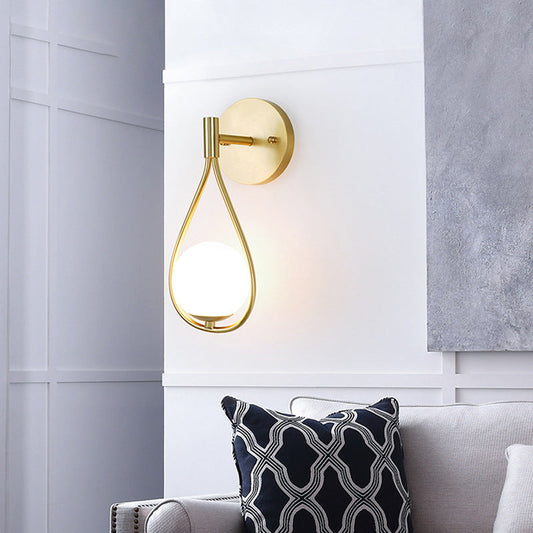 Luxury Brass Ring Frame Glass 1-Light Wall Sconce Lamp