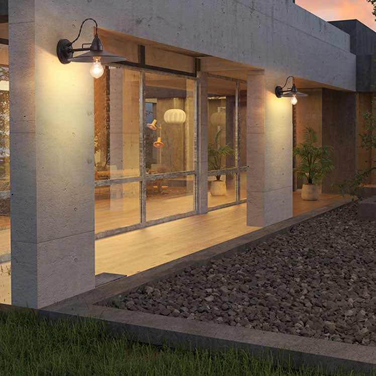 Waterproof Metal Plate Bowl 1-Light Wall Sconce Lamp
