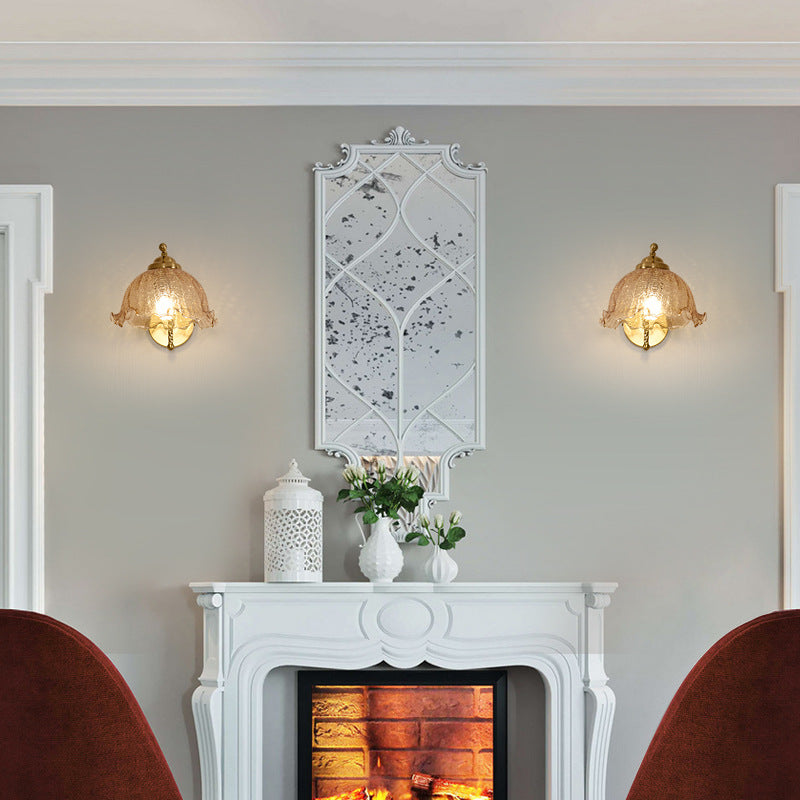 French Floral Hardware Glass 1-Light Wall Sconce Lamp