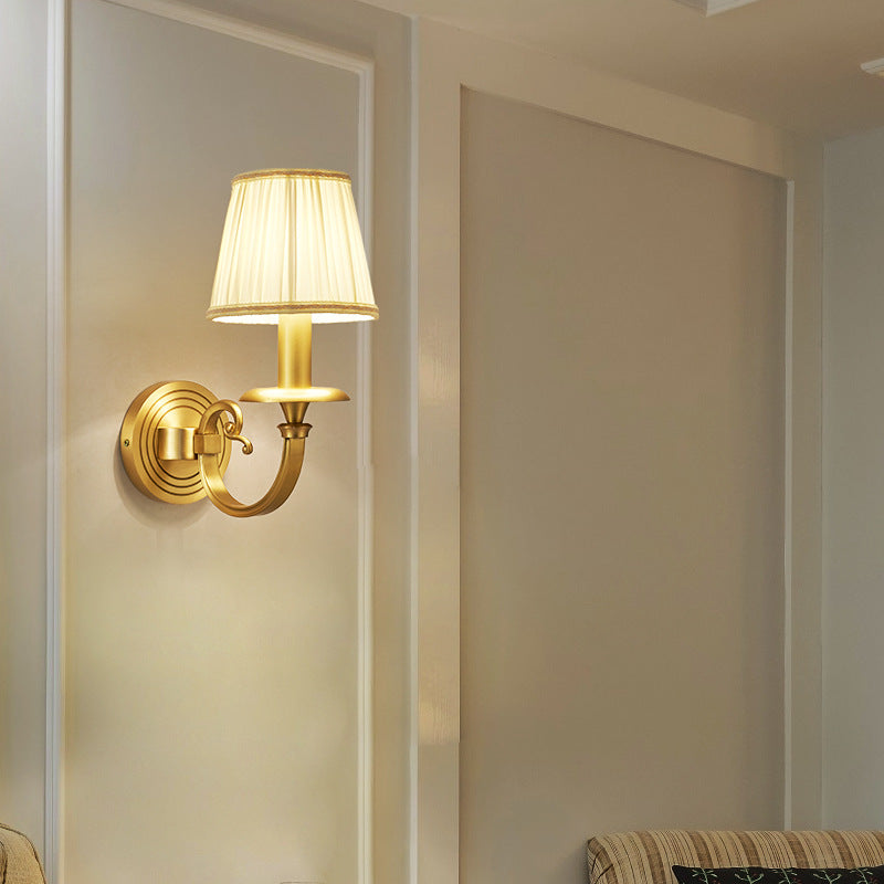 Full Frame Pleated Fabric Shade 1/2-Light Wall Sconce Lamp