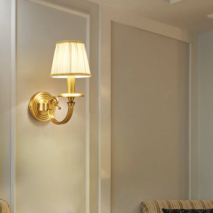 Full Frame Pleated Fabric Shade 1/2-Light Wall Sconce Lamp