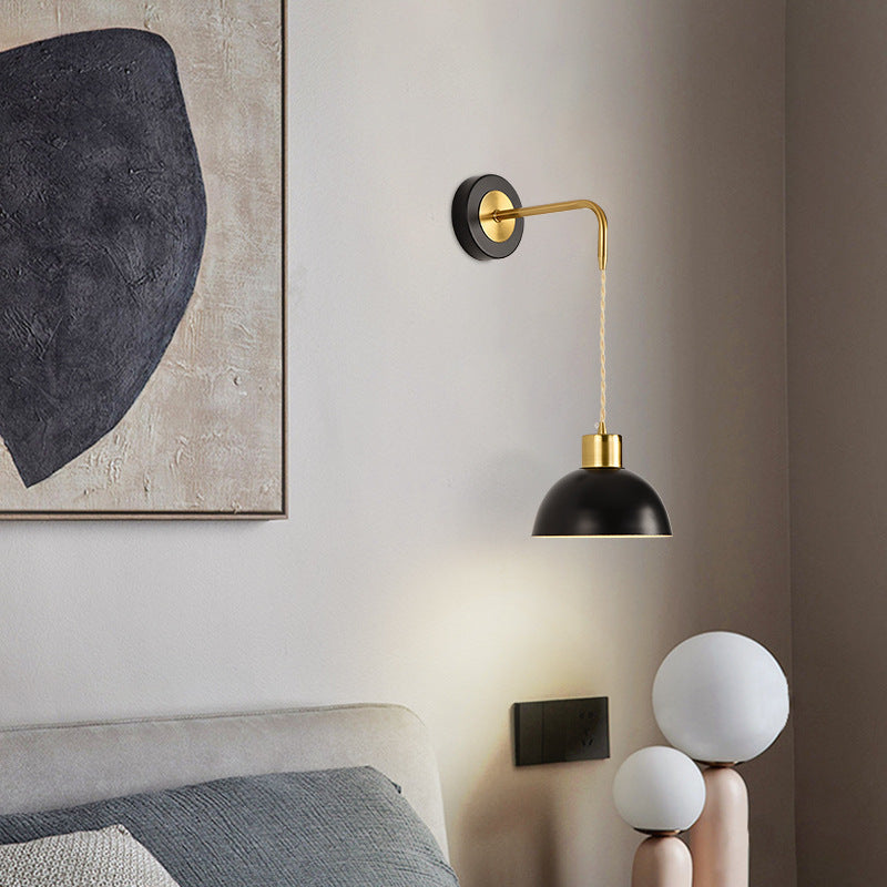 Half Circle Pendant Wire Iron 1-Light Wall Sconce Lamp