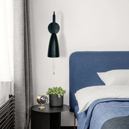 Pure Black Ironwood 1-Light Zipper Switch Wall Sconce Lamp