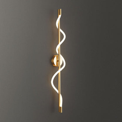 Cylinder Wave Stripe Copper Acrylic LED Wall Sconce Lamp