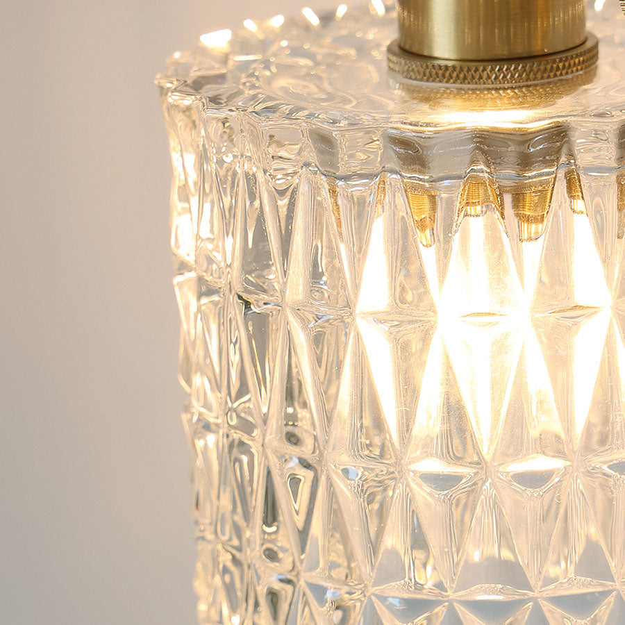Glass Iron Copper Cylinder Round 1-Light Wall Sconce Lamp