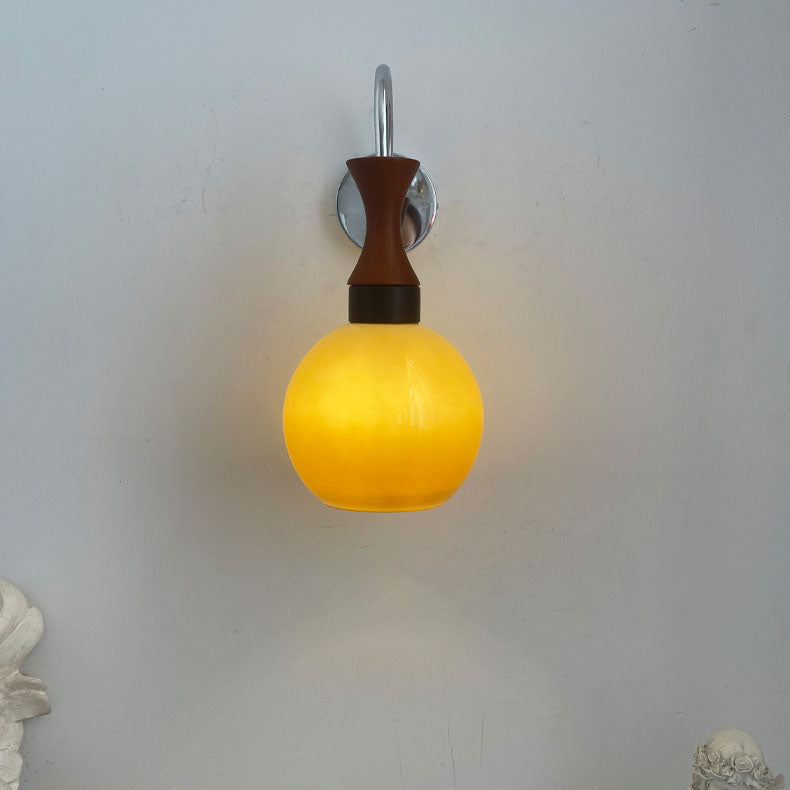 European Round Head Iron Glass 1-Light Wall Sconce Lamp
