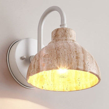 Japanese Travertine Bowl Shape 1-Light Wall Sconce Lamp