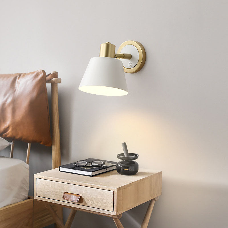 Minimalist Pure White Hardware 1-Light Wall Sconce Lamp