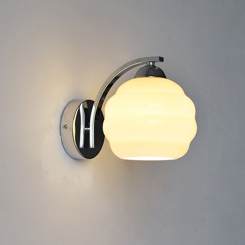 Simplicity Iron Glass Round Ball 1-Light Wall Sconce Lamp
