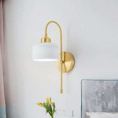 Antique Cylinder Ribbed Ceramic 1-Light Wall Sconce Lamp