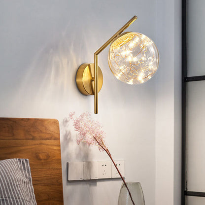 European Full Star Iron Glass Ball LED Wall Sconce Lamp