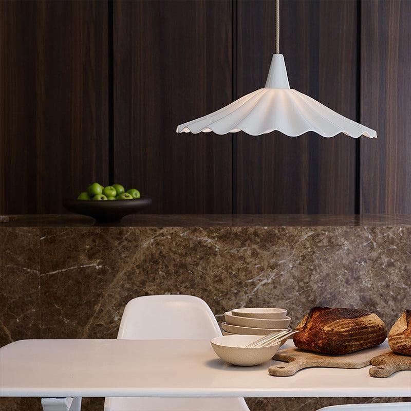 Minimalist Round Pleated Ceramic 1-Light Pendant Light