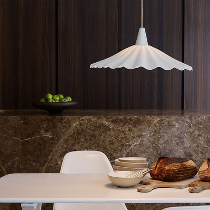 Minimalist Round Pleated Ceramic 1-Light Pendant Light