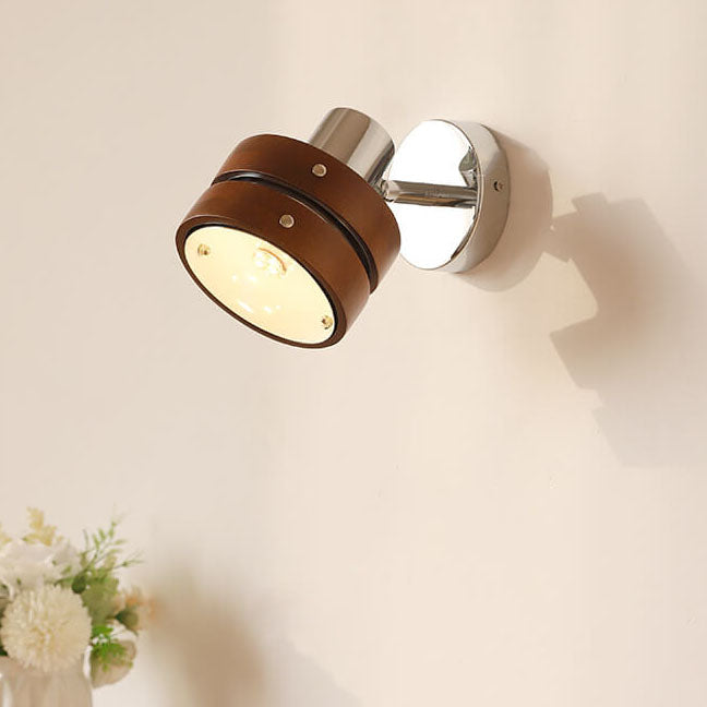Japanese Walnut Iron Lamp Arm 1-Light Wall Sconce Lamp