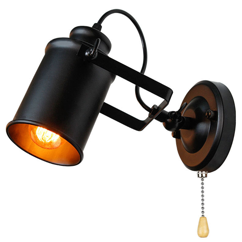 Cylindrical Iron 1-Light Spotlight Wall Sconce Lamp