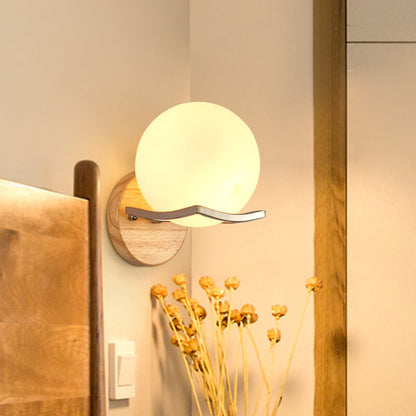 Rubberwood Iron Geometric Design 1-Light Wall Sconce Lamp