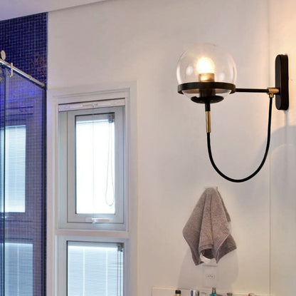 Round Electroplated Copper Glass 1-Light Wall Sconce Lamp