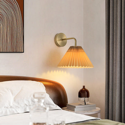 Simplicity Cone Iron Fabric 1-Light Wall Sconce Lamp